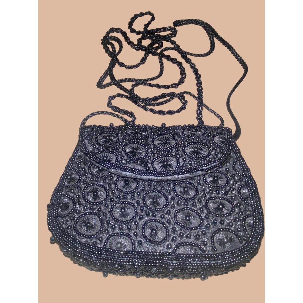 Beaded Sasha Evening Bag With Intricate Design & Long Strap